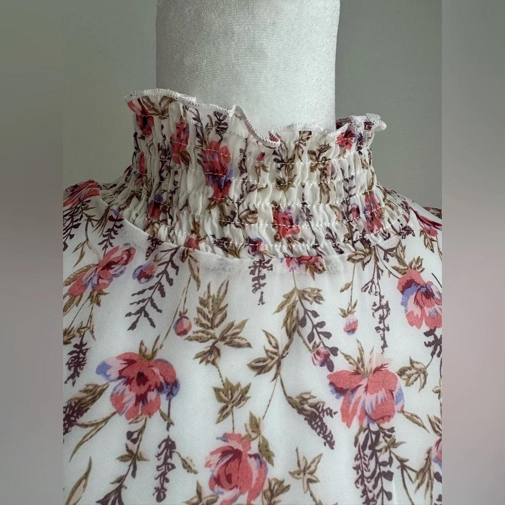 Princess Polly Floral Smocked Ruffle Layered Skirt Long Sleeve Dress ~ Size 2 - Picture 4 of 14